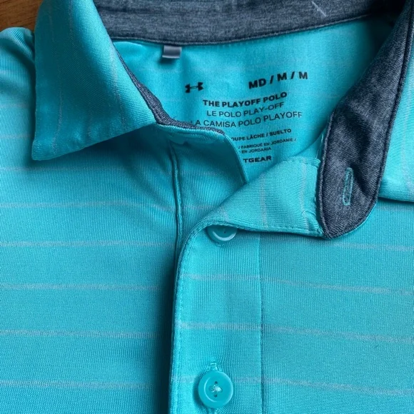 Under Armour Mens M The Play Off HeatGear Polo 2.0 Teal Gorpcore Golf Sportswear - Picture 3 of 5